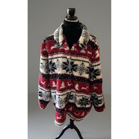 Coldwater Creek Nordic Sherpa Jacket Cozy Fleece Warm Size 2X Outerwear - Picture 1 of 12